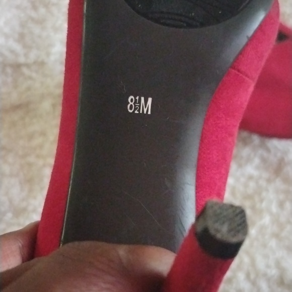 Red Faux Suede Booties - Picture 7 of 11